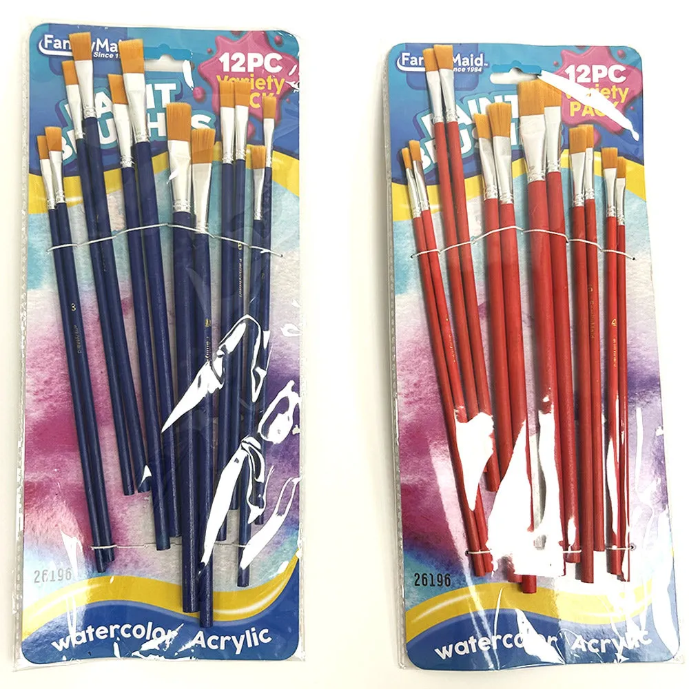 24 Pc Artist Paint Brush Set Watercolor Acrylic Painting Pointed Brushes Crafts
