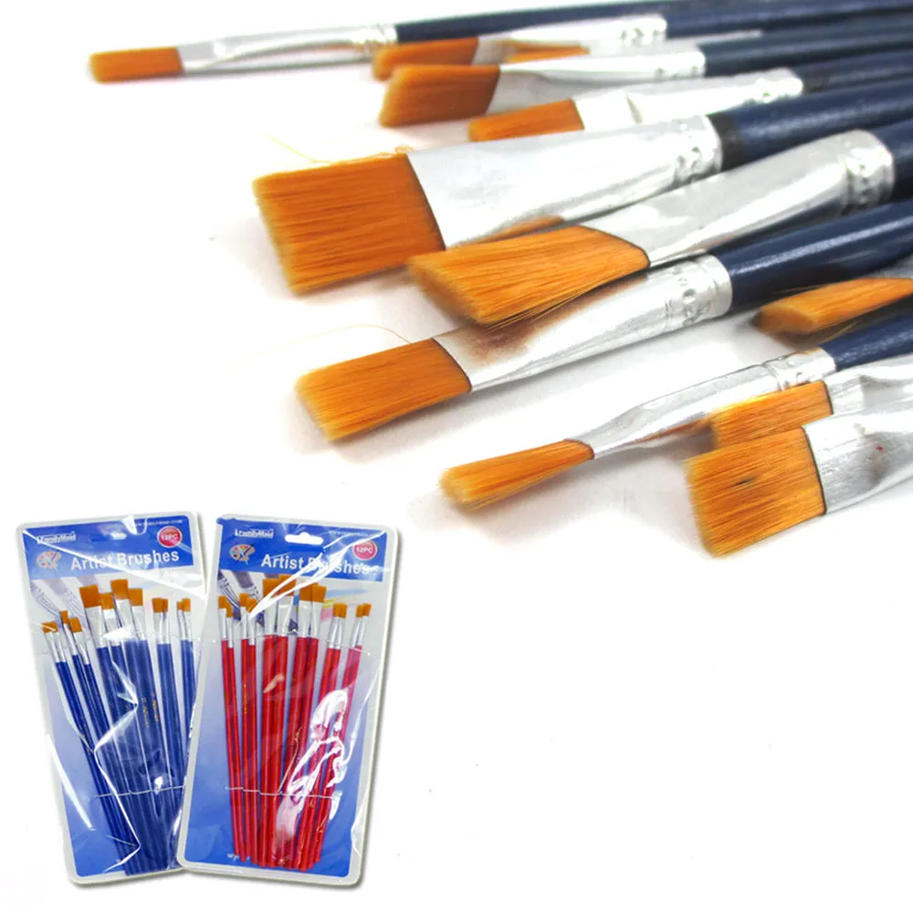 24 Pc Artist Paint Brush Set Watercolor Acrylic Painting Pointed Brushes Crafts