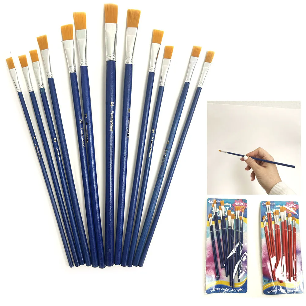 24 Pc Artist Paint Brush Set Watercolor Acrylic Painting Pointed Brushes Crafts