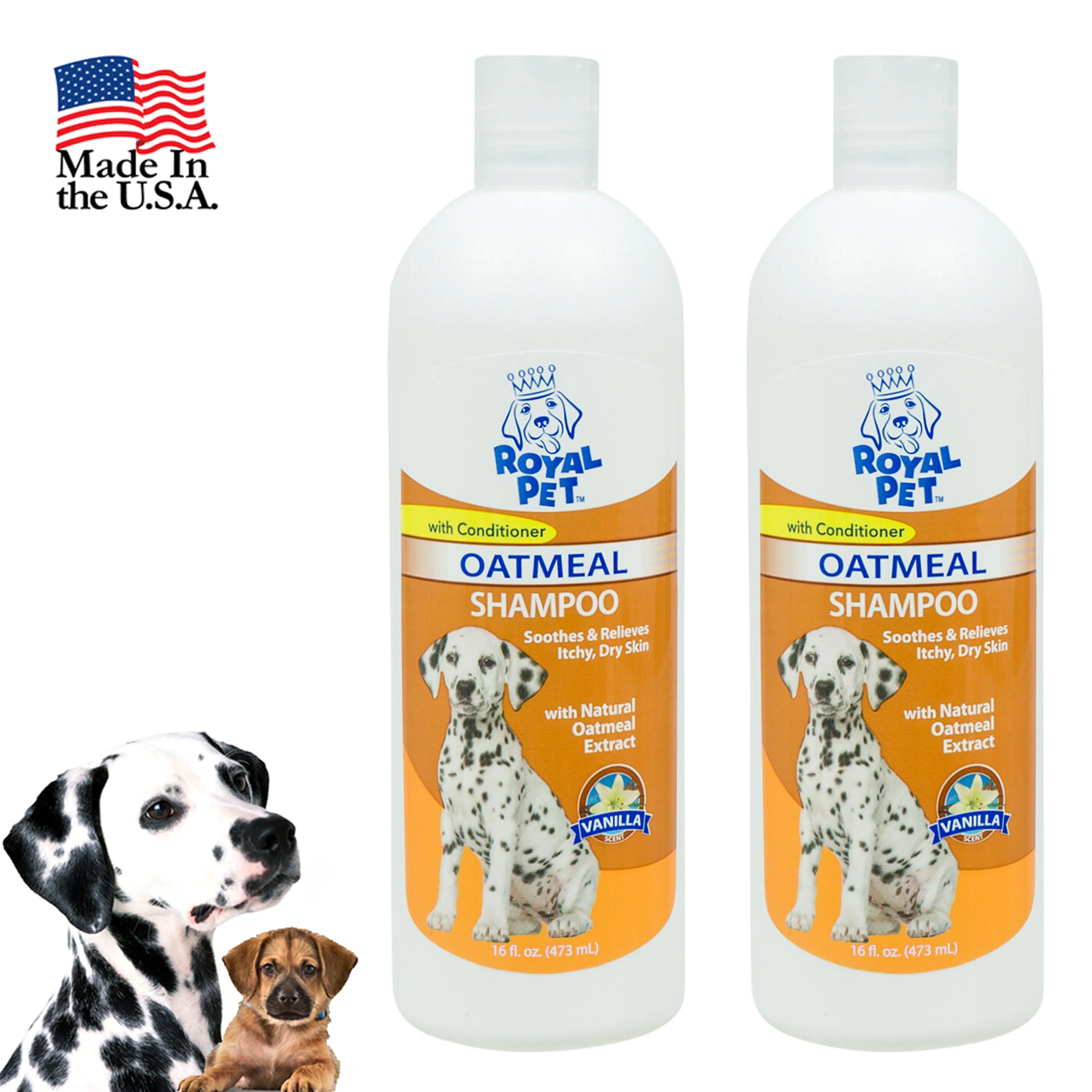 2X Pet Natural Oatmeal Dog Shampoo Odor Eliminator Vanilla Dry Itching Skin 32oz