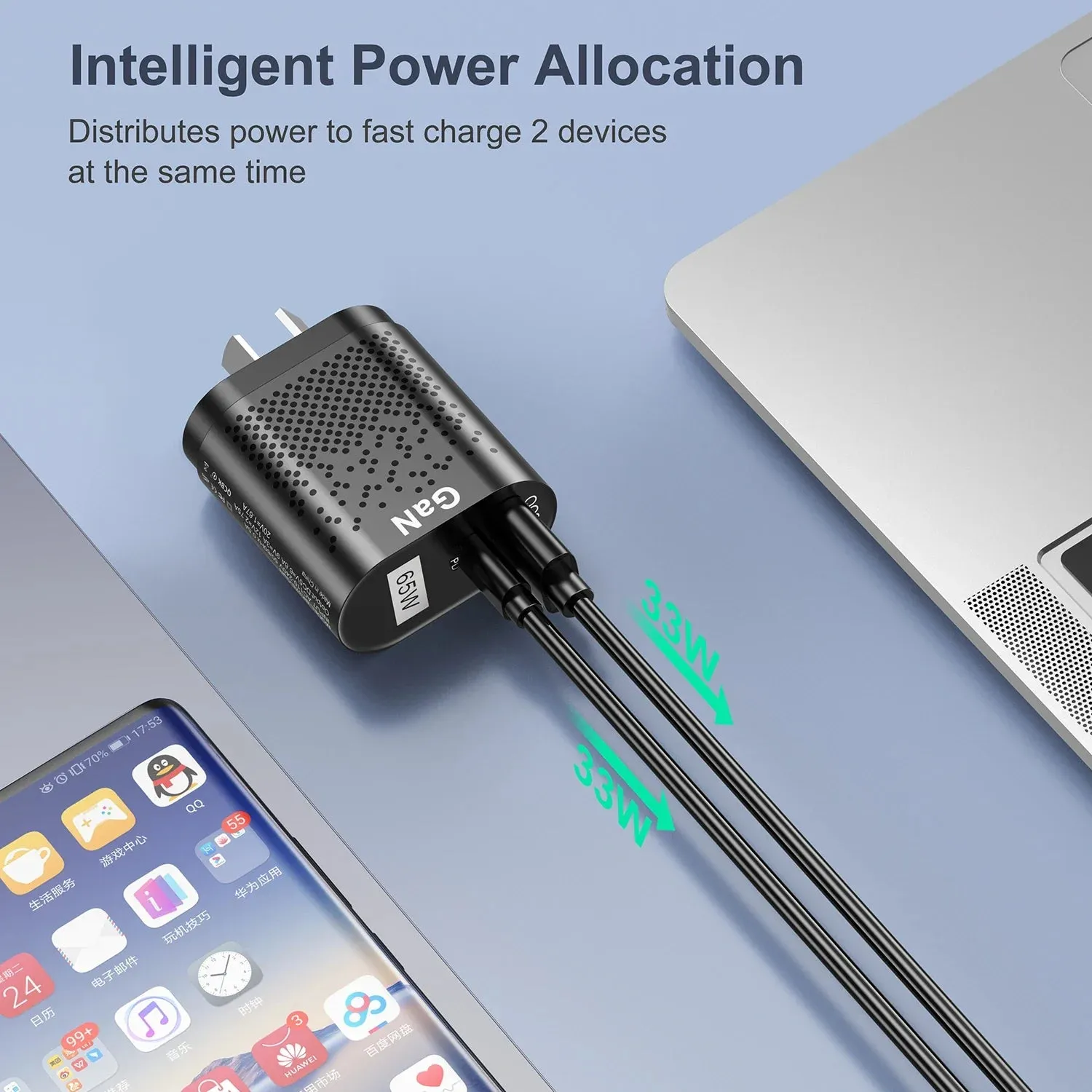 65w Au Plug Gan Charger for Au/nz Tablets Phones