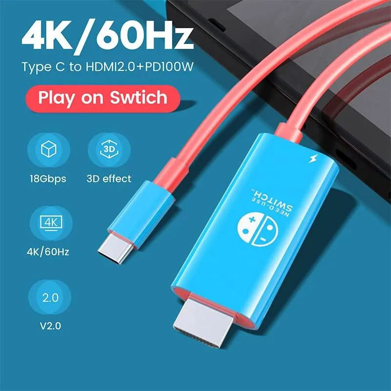 6.6ft Type c to Hdmi Cable for 4k Tv and Switch