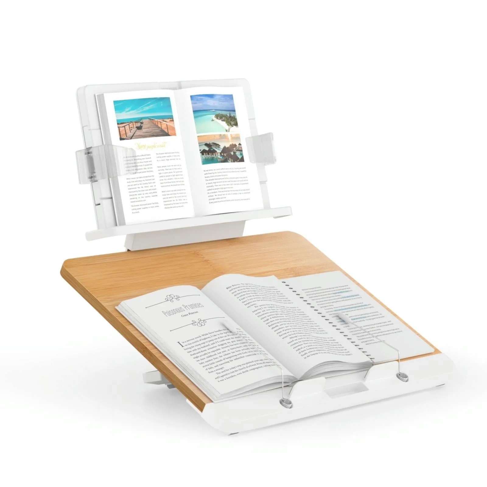 Adjustable Desktop Book Stand with Multi-angle Clip - Foldable Tablet Holder