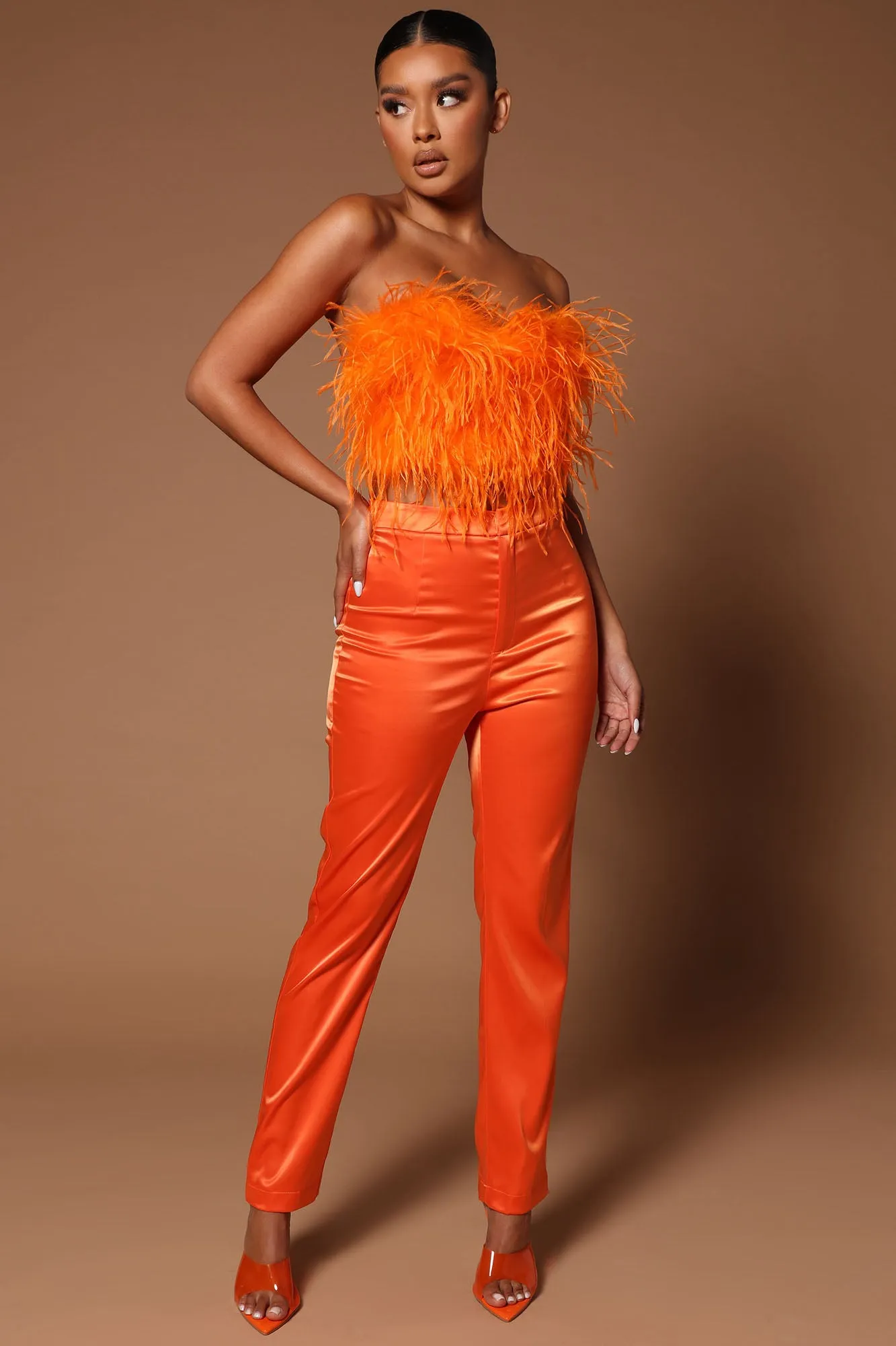 Asalia Feathered Top - Orange