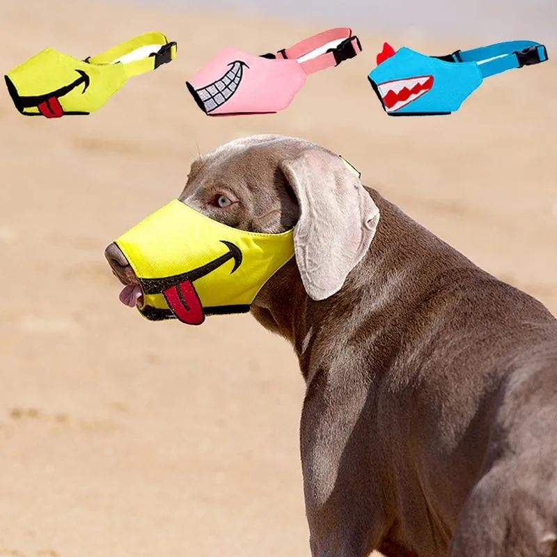 Cartoon Dog Mouth Cover Anti-Bite Nylon Dog Mask - Size L