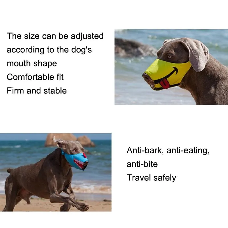 Cartoon Dog Mouth Cover Anti-Bite Nylon Dog Mask - Size L