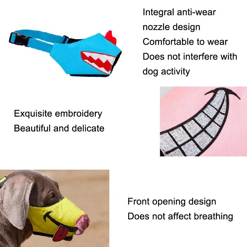Cartoon Dog Mouth Cover Anti-Bite Nylon Dog Mask - Size L
