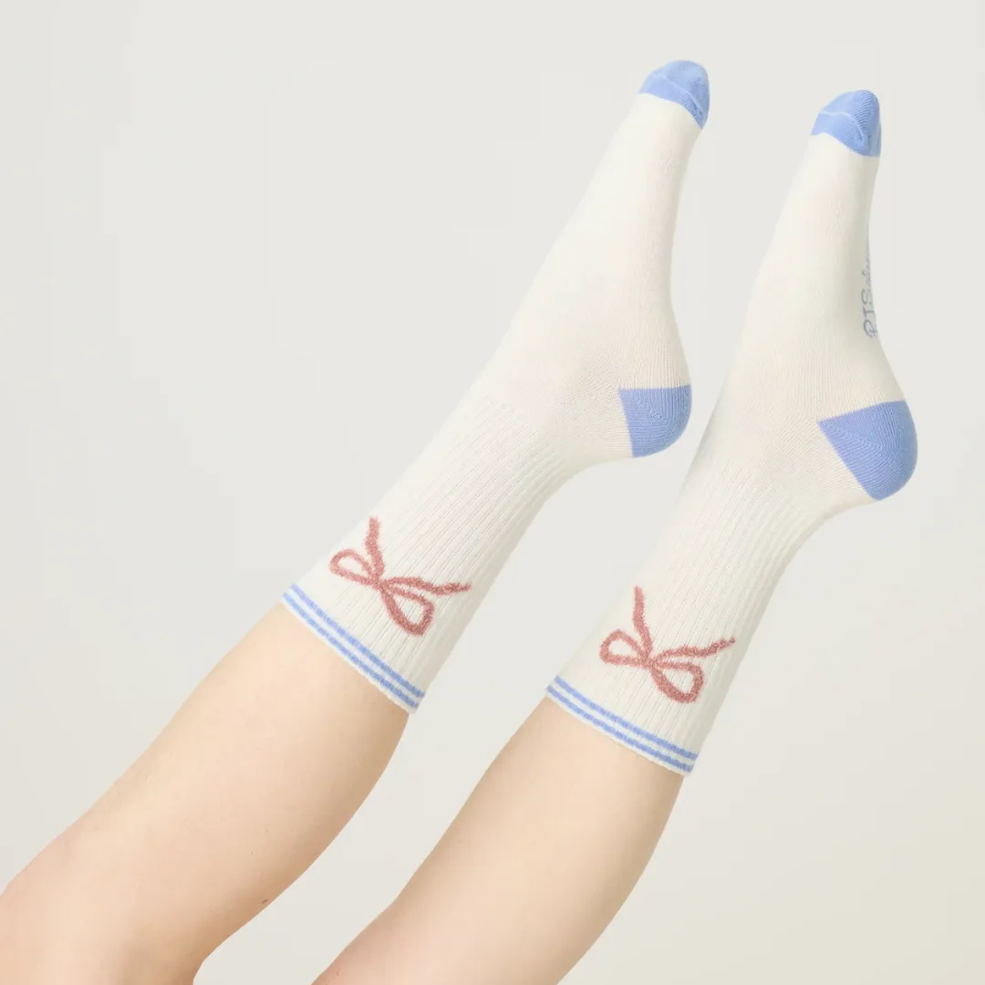 English Rose Ribbed Crew Sock (Ivory)