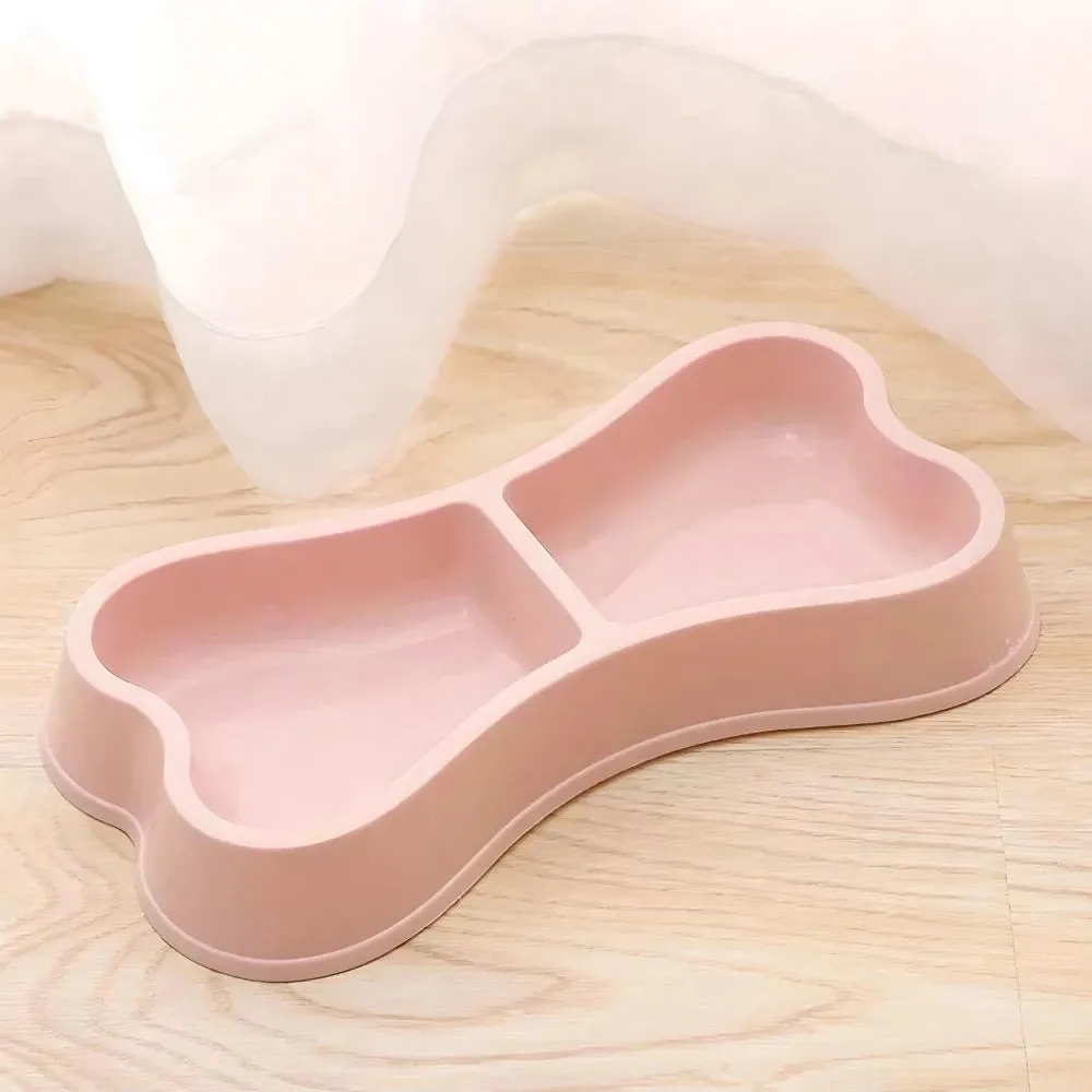 Macaron Colored Bone-Shaped Pet Double Bowl