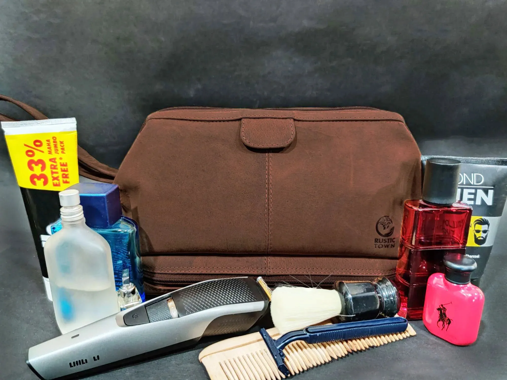 Megan Leather Travel Cosmetic Bag