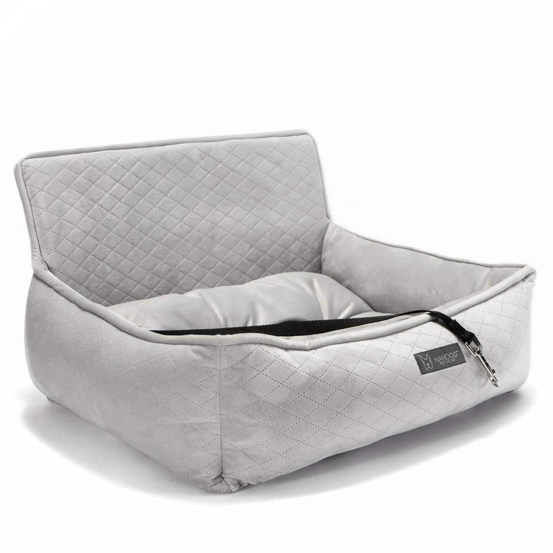 Nandog Luxe Dog Car Seat (Plush Light Grey)