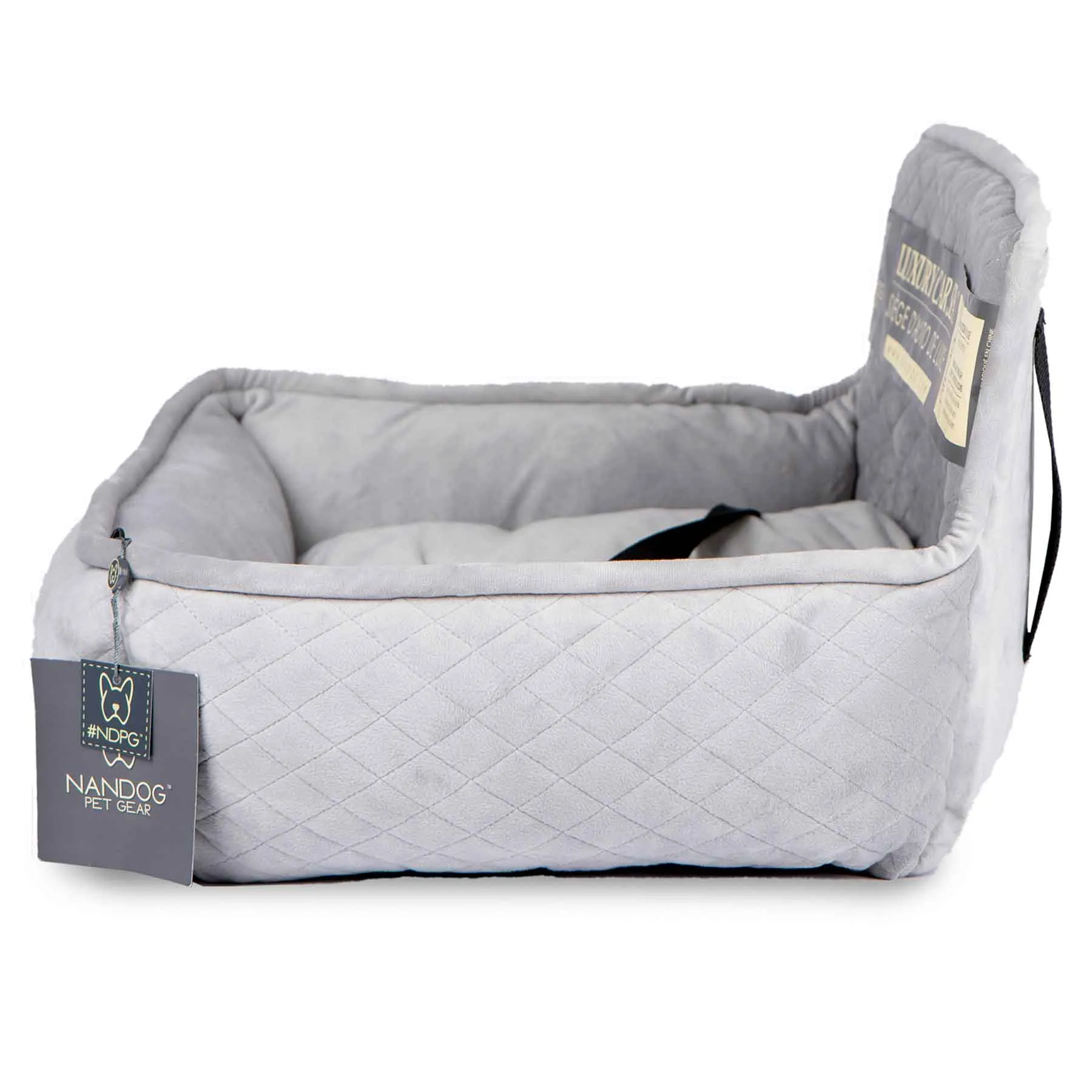 Nandog Luxe Dog Car Seat (Plush Light Grey)